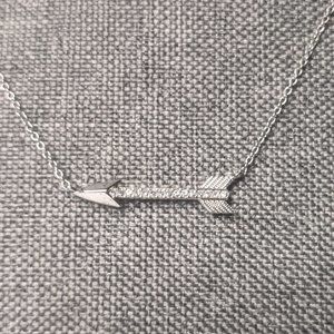 Nadri Silver Rhinestone Arrow Necklace